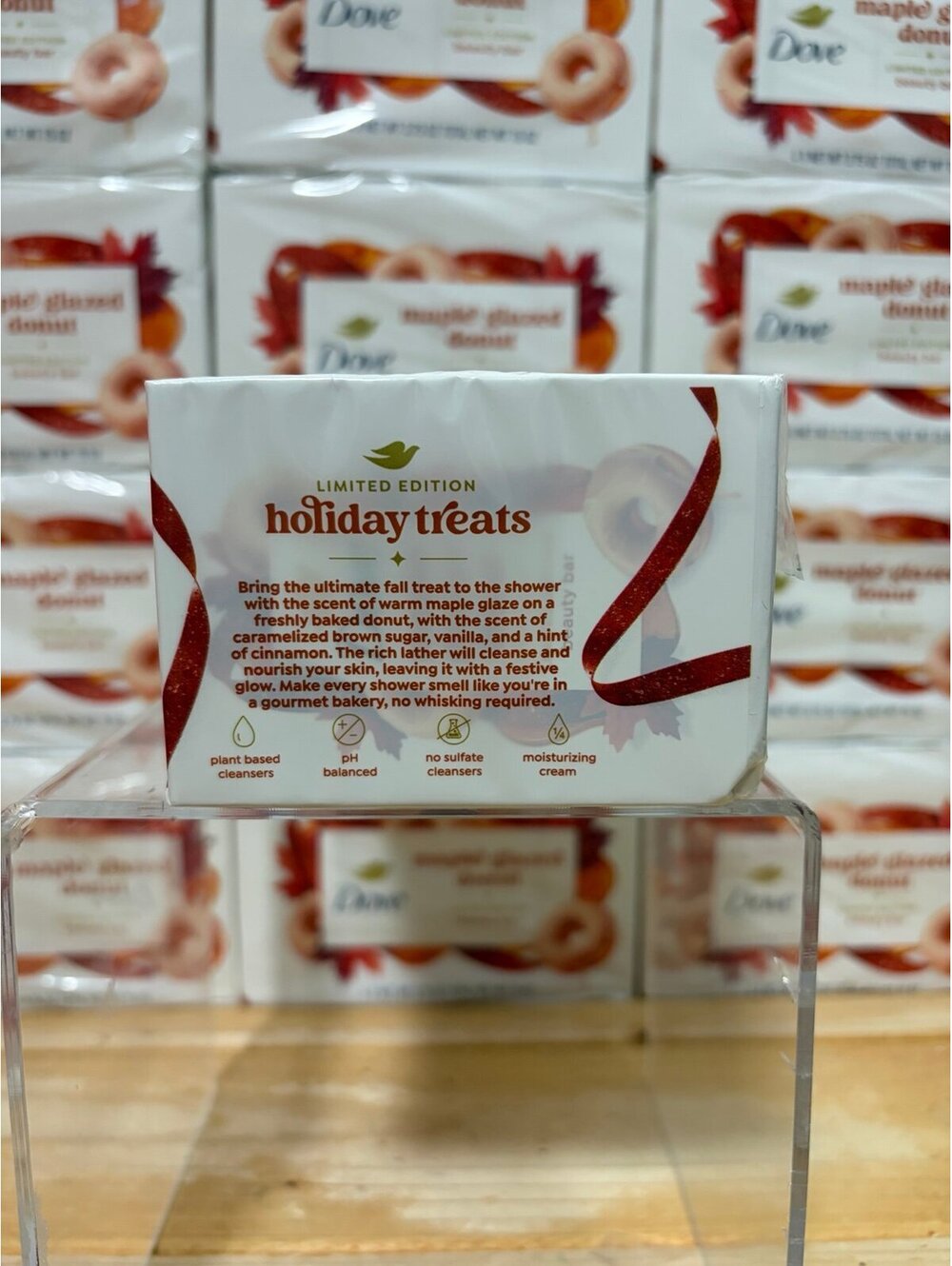Dove Limited Edition Holiday Treat Bar Soaps Maple Glazed Donut 4-Pack 15oz NEW - Picture 4 of 6